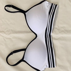 Black and White Striped Seamless Pushup Bra